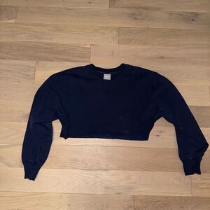 TNA Cozy AF Fleece Navy Cropped Sweatshirt